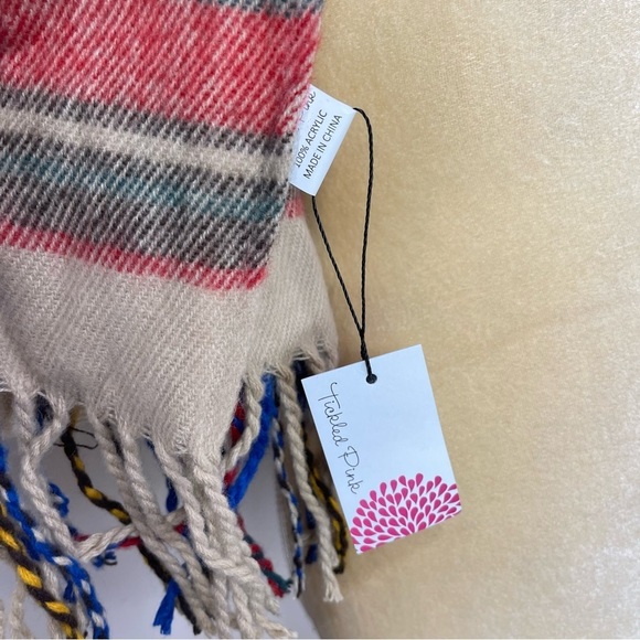 Fall Blanket Scarf by Tickled Pink Plaid Multicolored Fringe - Picture 7 of 10